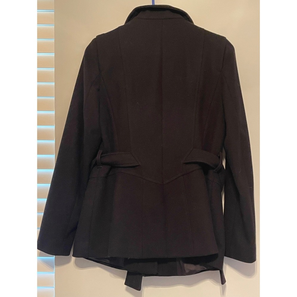 Reiss Black Wool Cashmere Blend Belted Wrap Coat Short Jacket Womens Medium - Picture 6 of 9